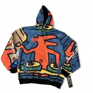 NEW Keith Haring X Members Only ALL OVER PRINT Hoodie Multiple Sizes NWT Large
